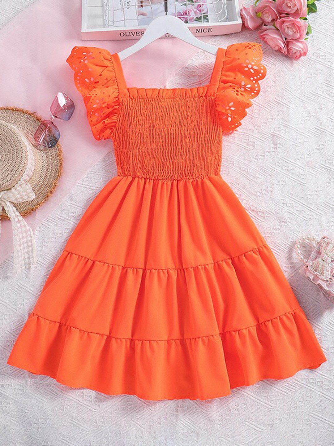 

StyleCast x Revolte Orange Square Neck Fit & Flare Dress