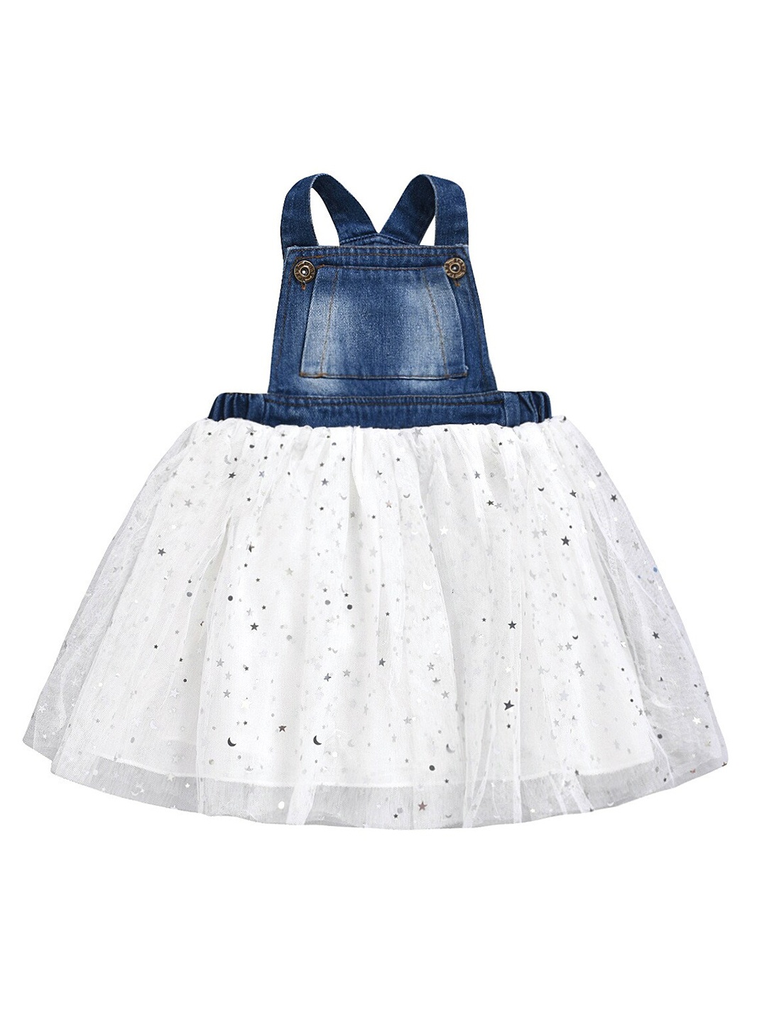 

StyleCast x Revolte Girls Blue & White Polka Dot Print Pinafore Dress