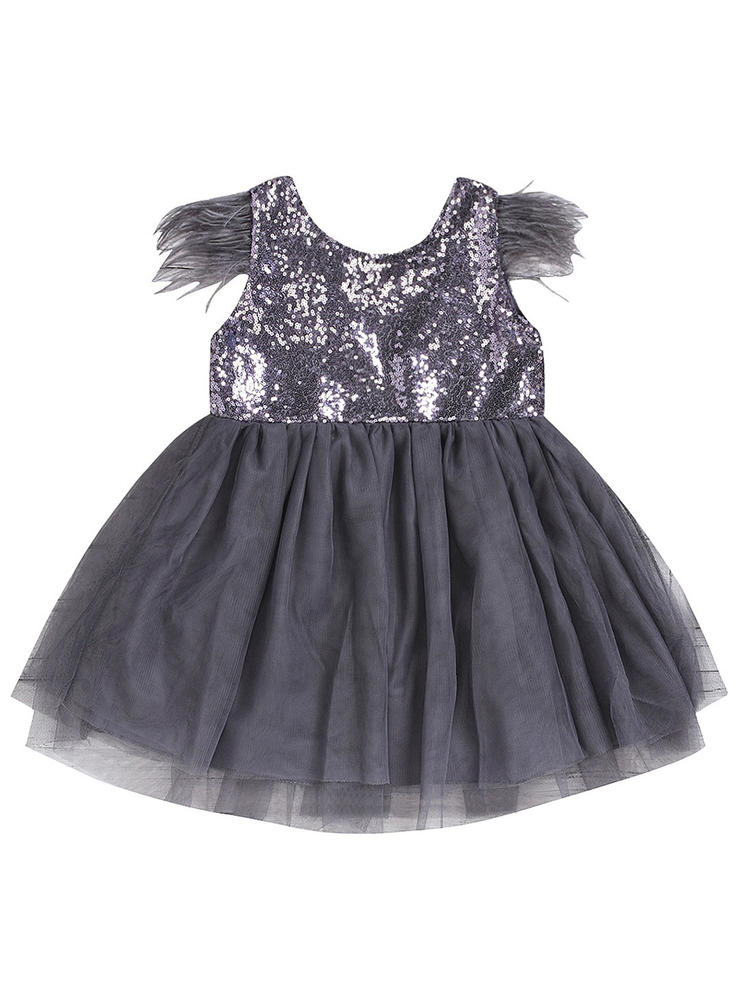 

StyleCast x Revolte Girls Embellished Mermaid Sequinned Fit & Flare Dress, Grey