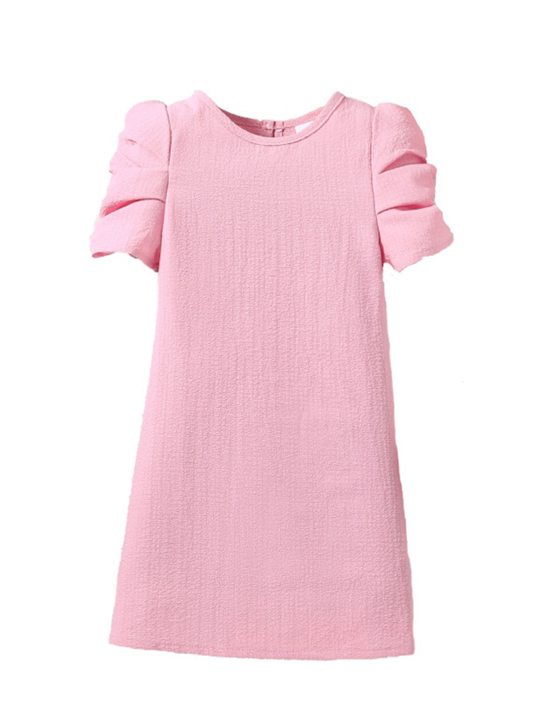 

StyleCast x Revolte Girls Round Neck Puff Sleeves A-Line Midi Dress, Pink