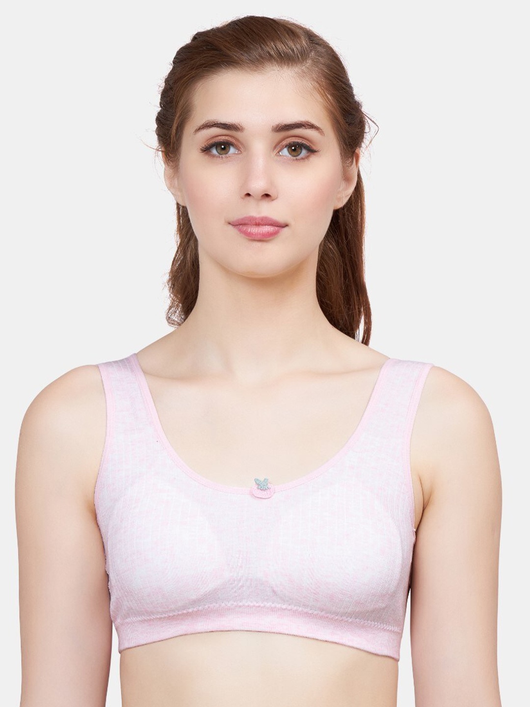 PLUMBURY Full Coverage Lightly Padded Bra All Day Comfort, Pink