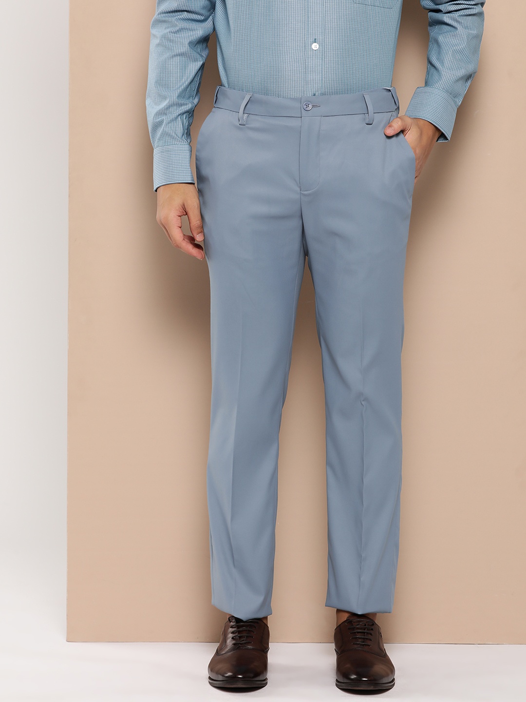 

INVICTUS Men Slim Fit Formal Trousers, Blue