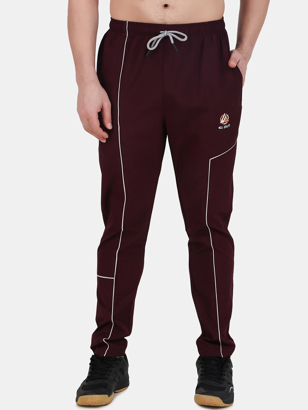 

WELL QUALITY Men Mid Rise Sports Track Pants, Maroon