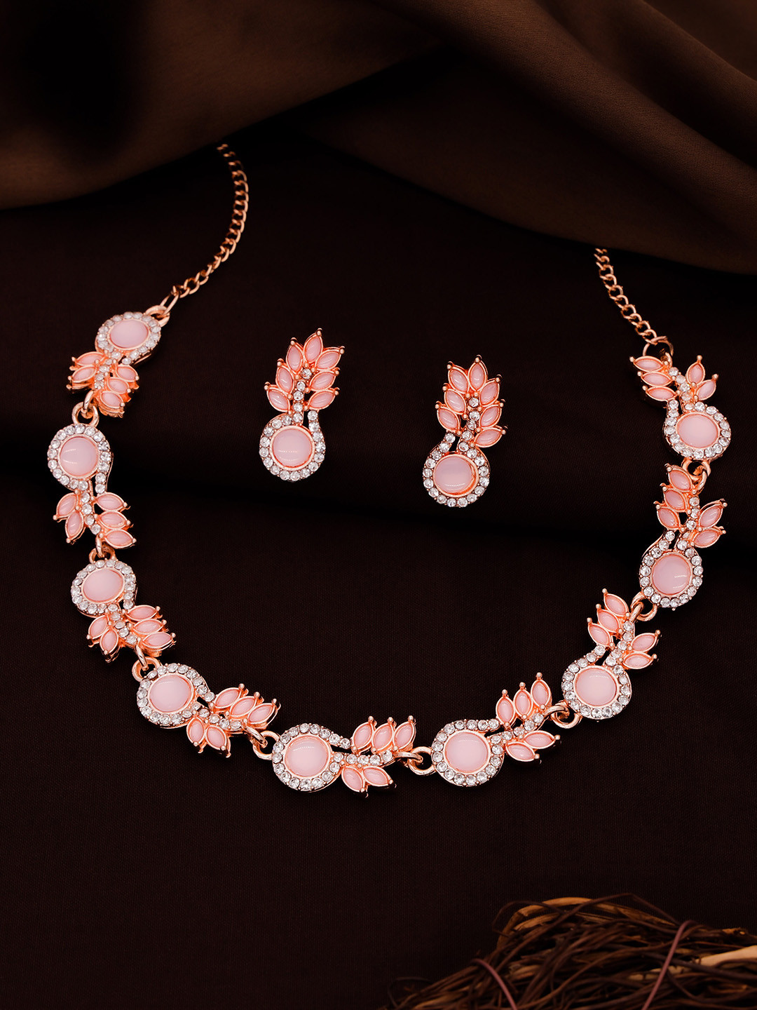 

Brado Jewellery Rose Gold-Plated AD-Studded Jewellery Set