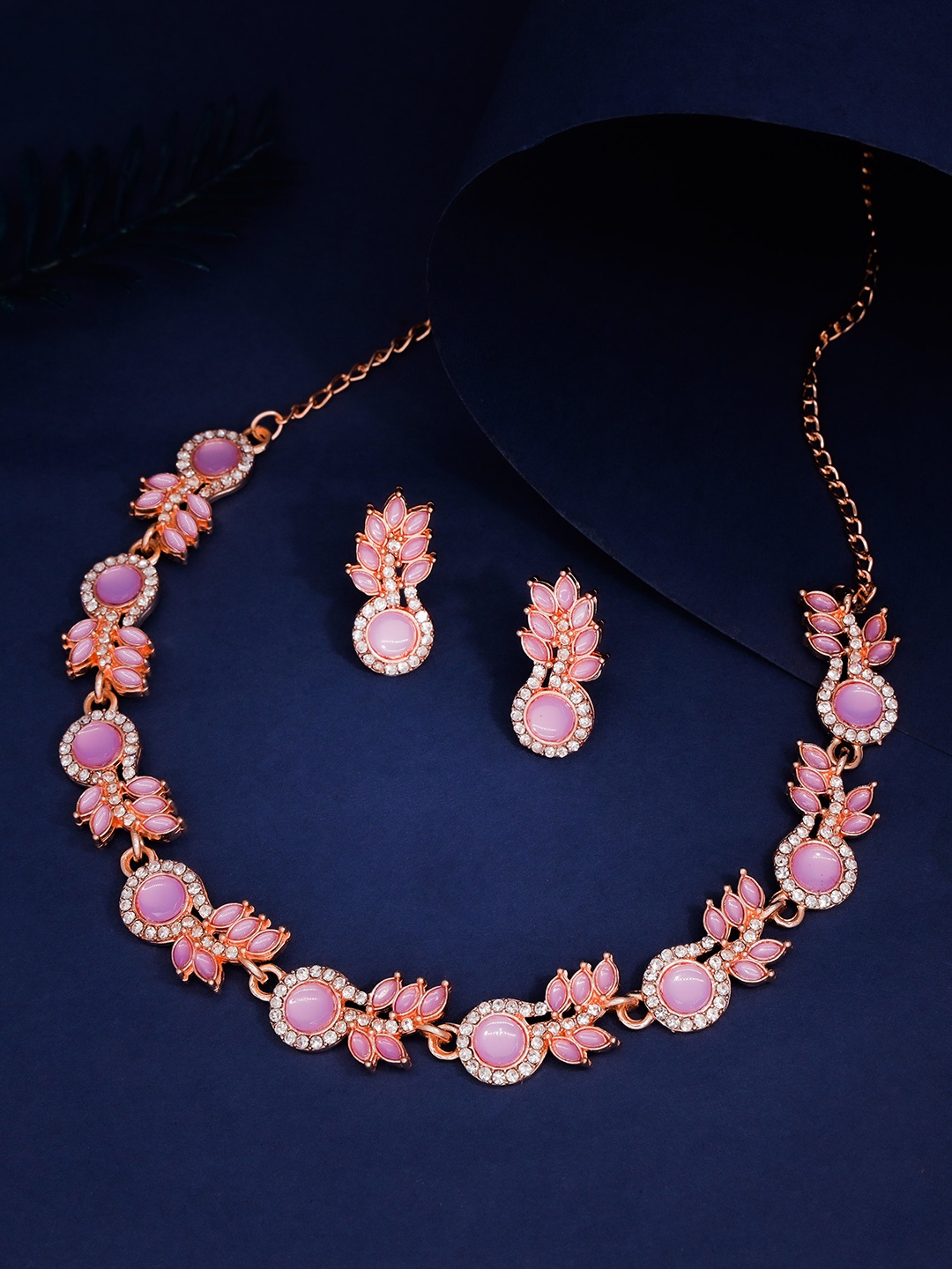 

Brado Jewellery Rose Gold Plated American Diamond Studded Jewellery Set