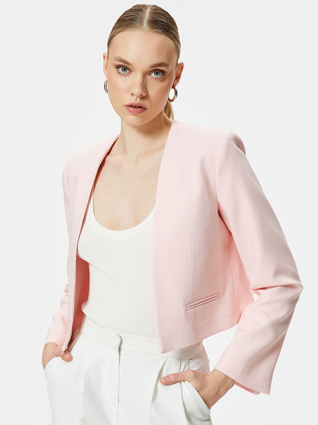 

Koton Long Sleeves Open Front Jacket Jacket, Pink