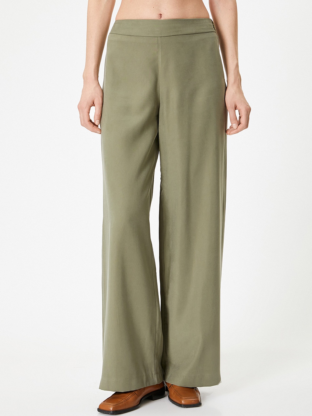 

Koton Women Flared Parallel Trousers, Khaki
