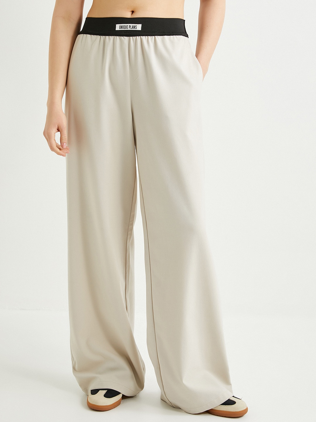 

Koton Women Flared Parallel Trousers, Beige