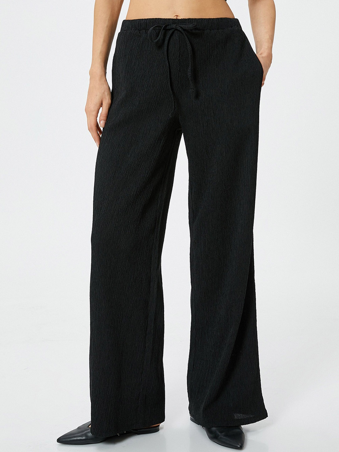 

Koton Women Straight Fit Parallel Trousers, Black