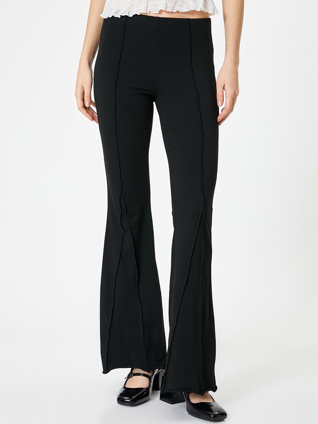 

Koton Women Slim Fit Bootcut Trousers, Black