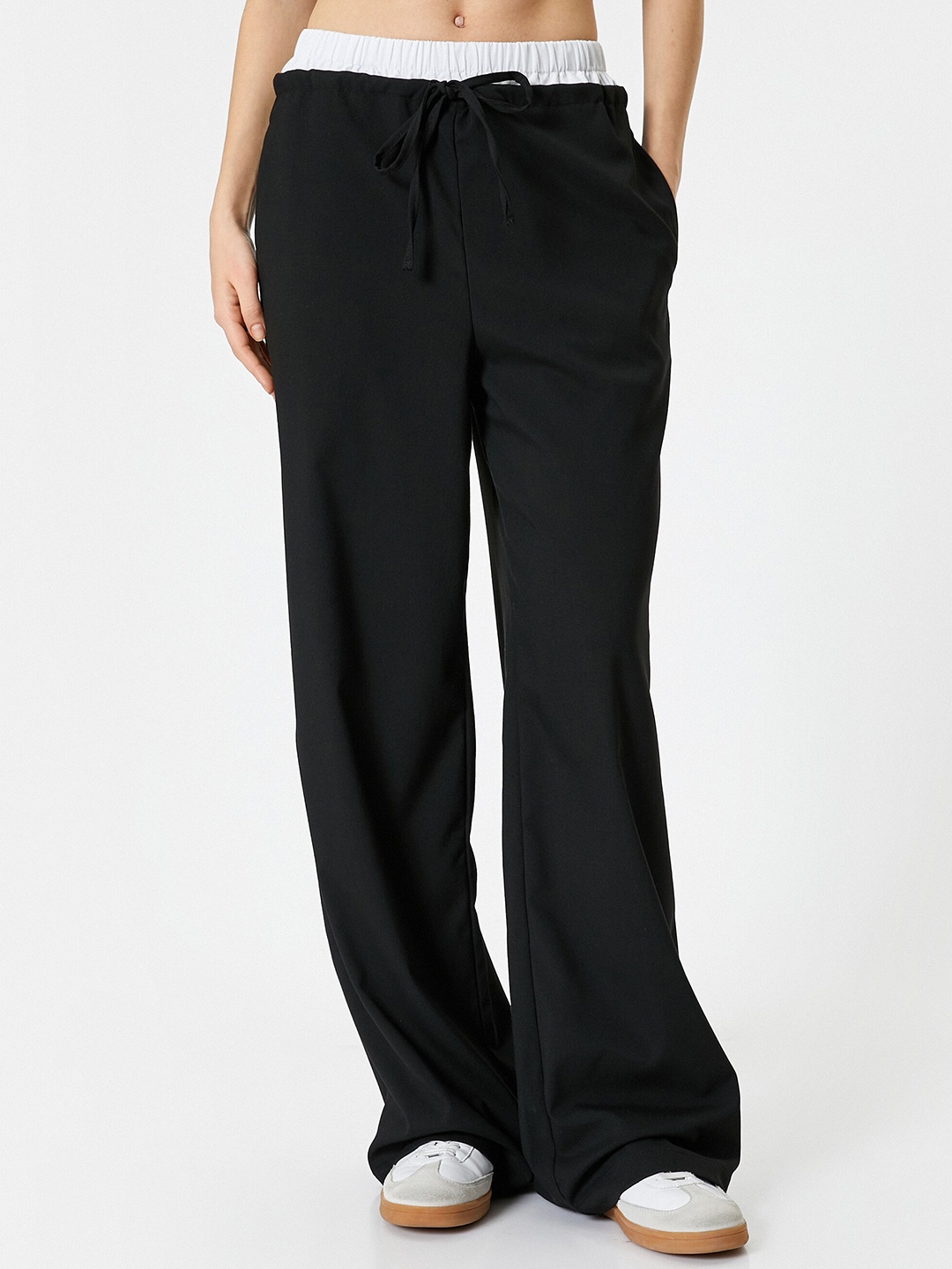 

Koton Women Flared Parallel Trousers, Black