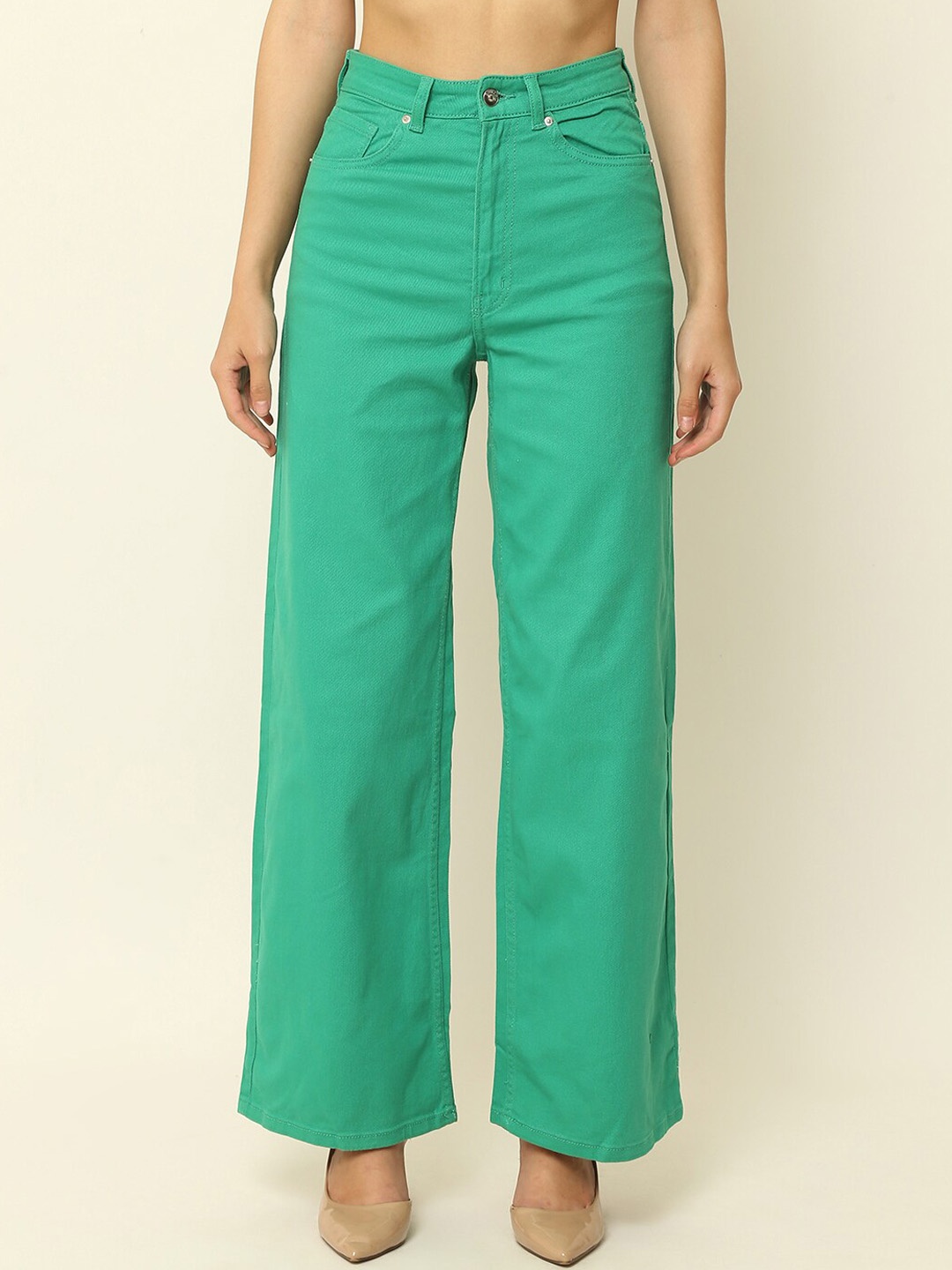 

NoBarr Women Pure Cotton Mid-Rise Trouser, Green