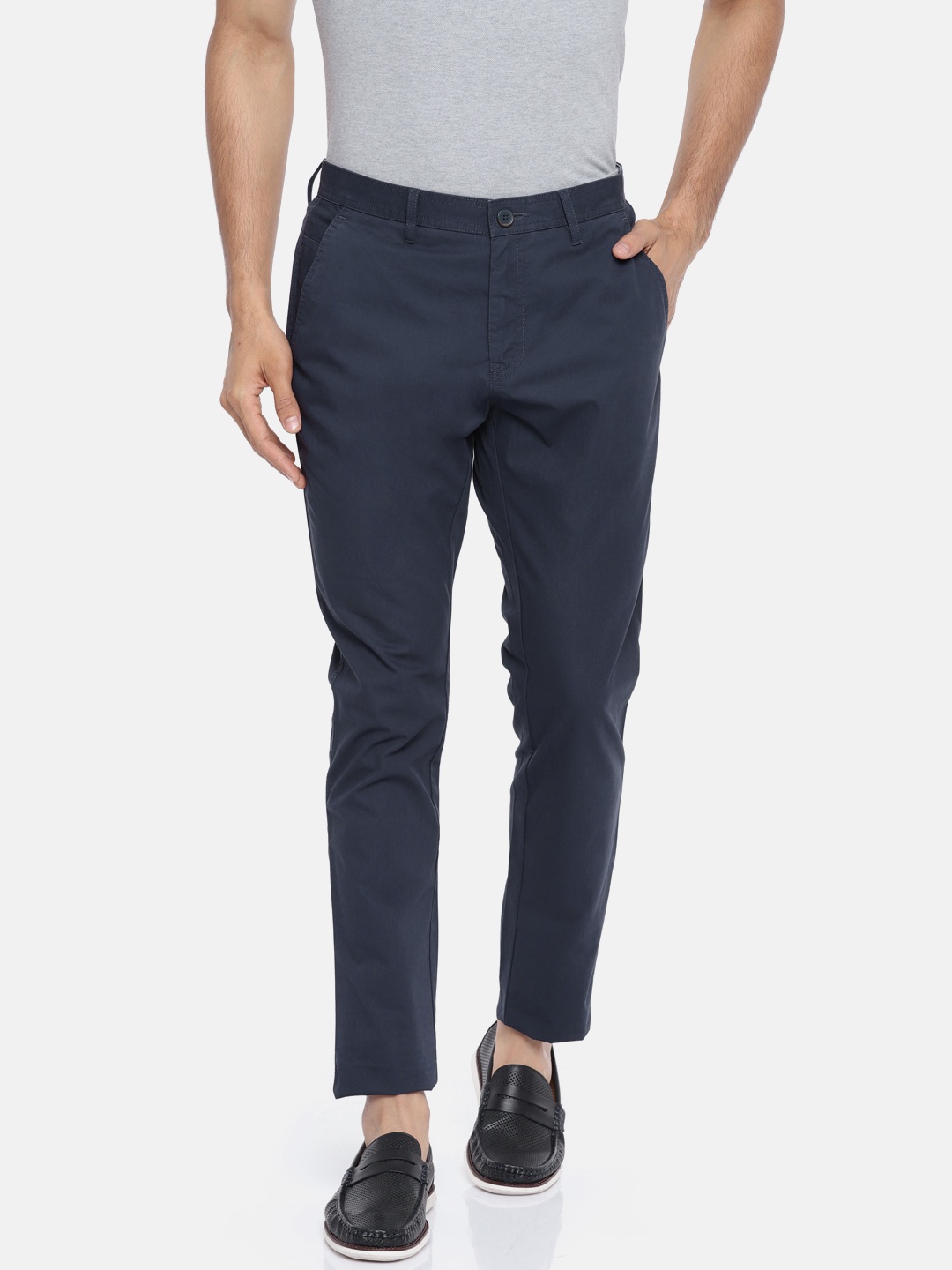 

Van Heusen Sport Men Navy Blue Tapered Fit Solid Chinos