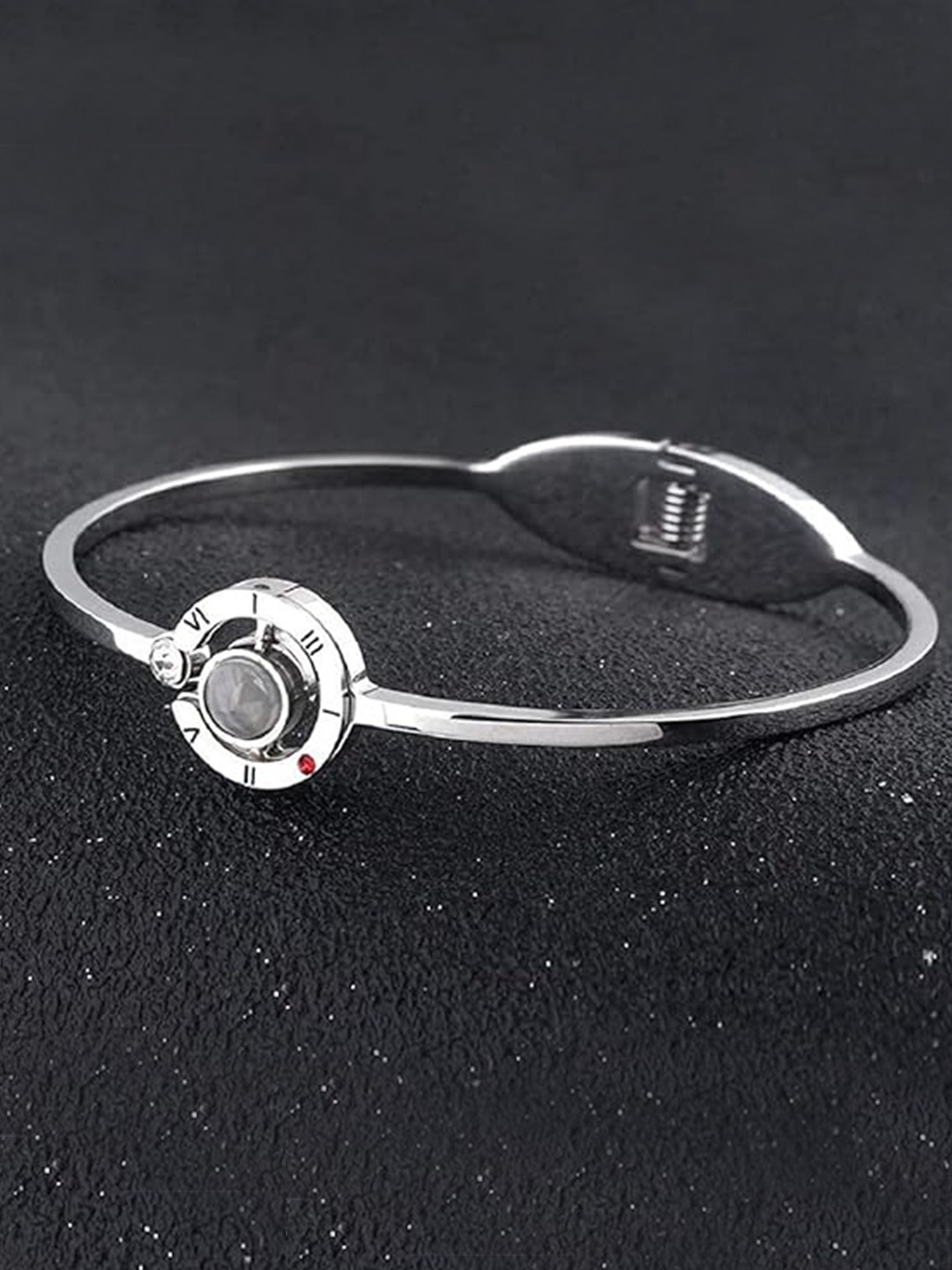 MEENAZ Silver-Plated Stainless Steel Kada Bracelet