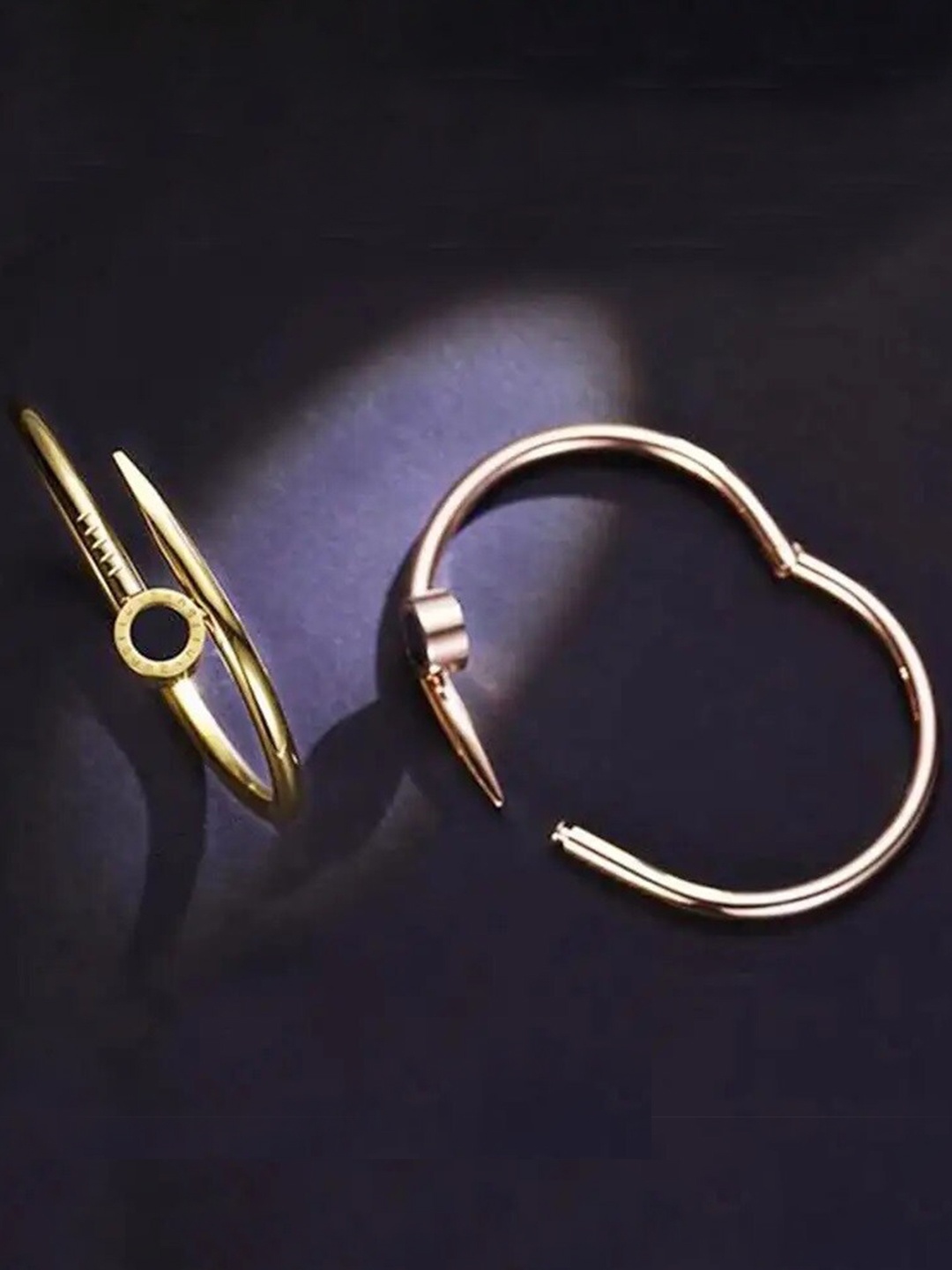 

MEENAZ Set of 3 Rose Gold-Plated Stainless Steel Bangle-Style Bracelet