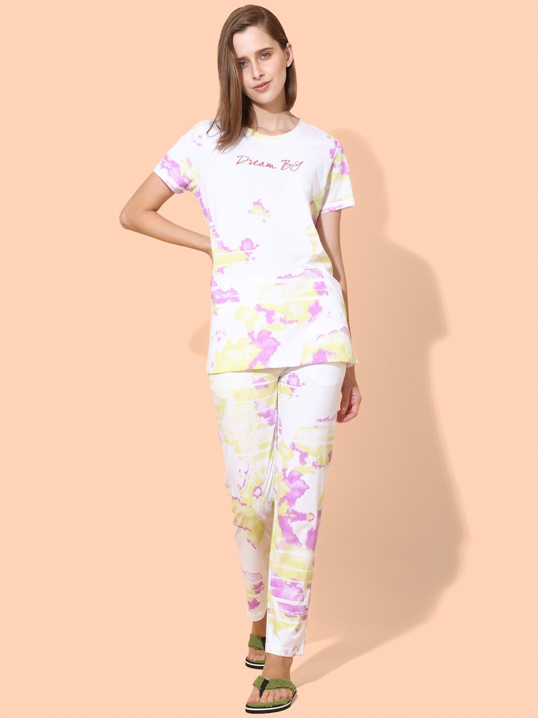 

She N She Tie ad Dyed Night suit, White