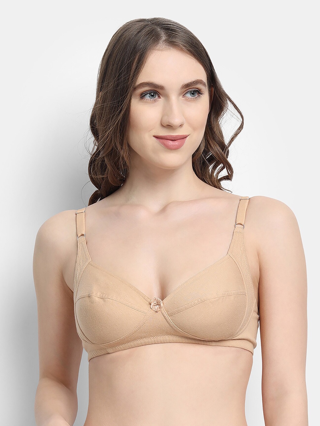 VStar Medium Coverage All Day Comfort Cotton Everyday Bra, Beige