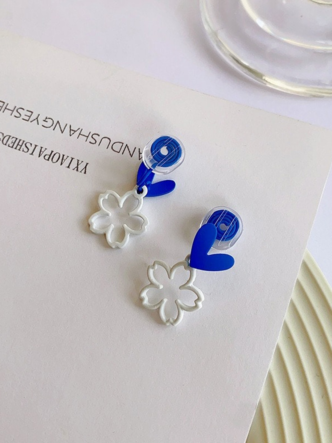 

MYKI Gold-Plated Floral Drop Earrings, Blue