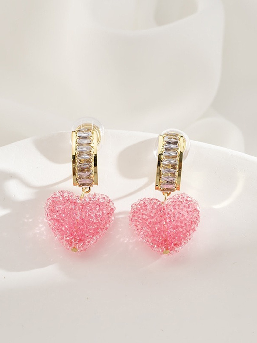 MYKI Gold-Plated Stone Studded Half Hoop Earrings