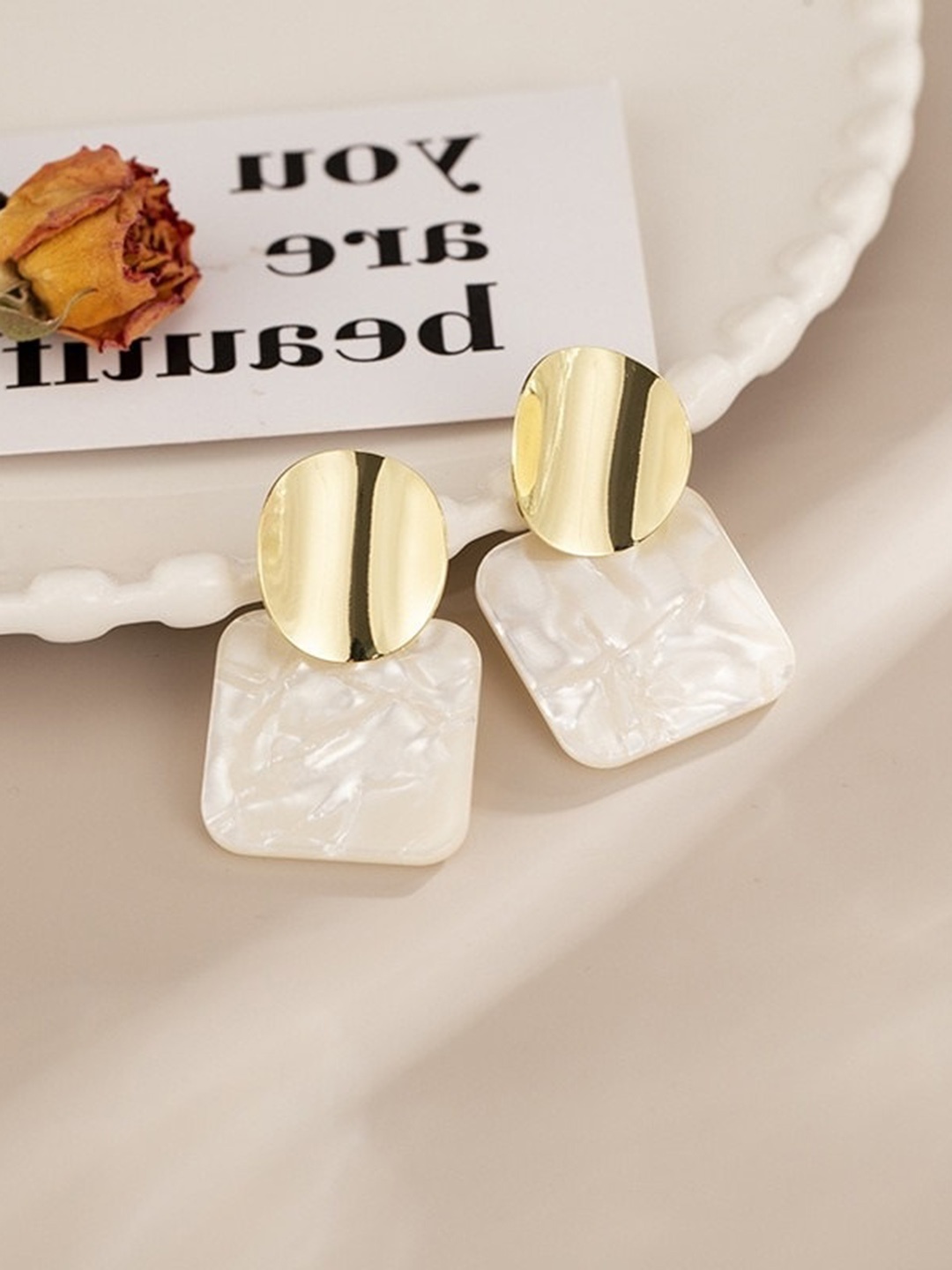 

MYKI Gold-Plated Contemporary Drop Earrings