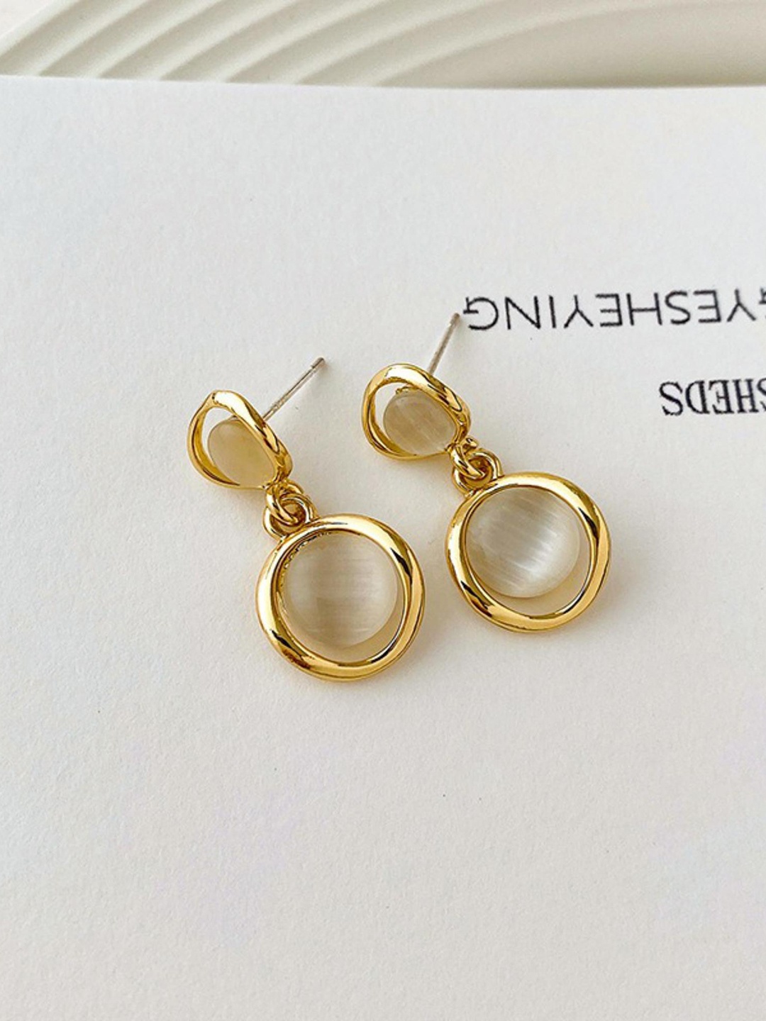 

MYKI Gold-Plated Contemporary Drop Earrings