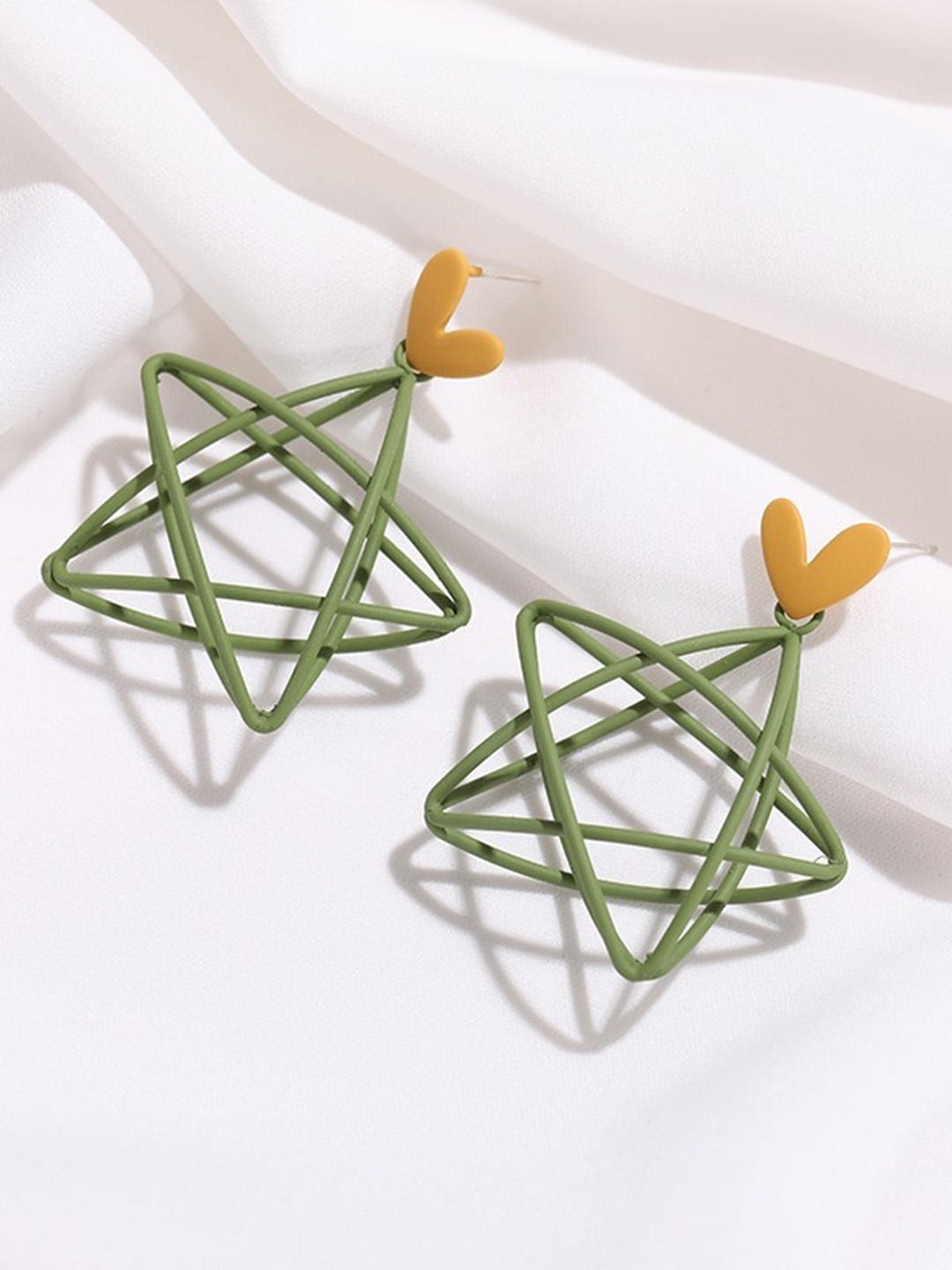 

MYKI Gold-Plated Star Drop Earrings, Green