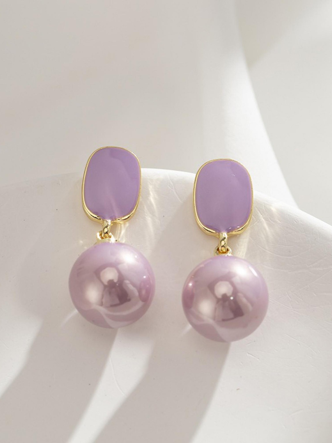

MYKI Gold-Plated Contemporary Drop Earrings, Purple