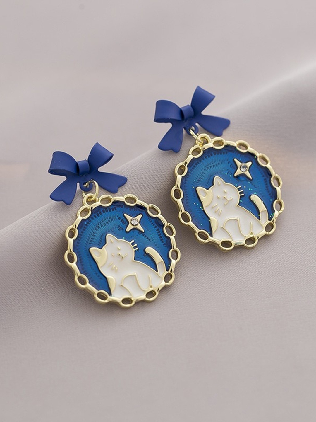 

MYKI Gold-Plated Contemporary Drop Earrings, Blue