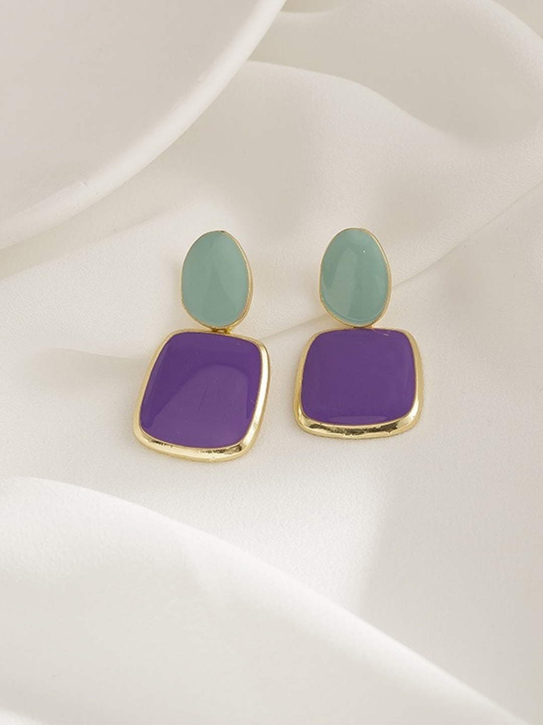 

MYKI Gold Plated Stone Studded Contemporary Drop Earrings