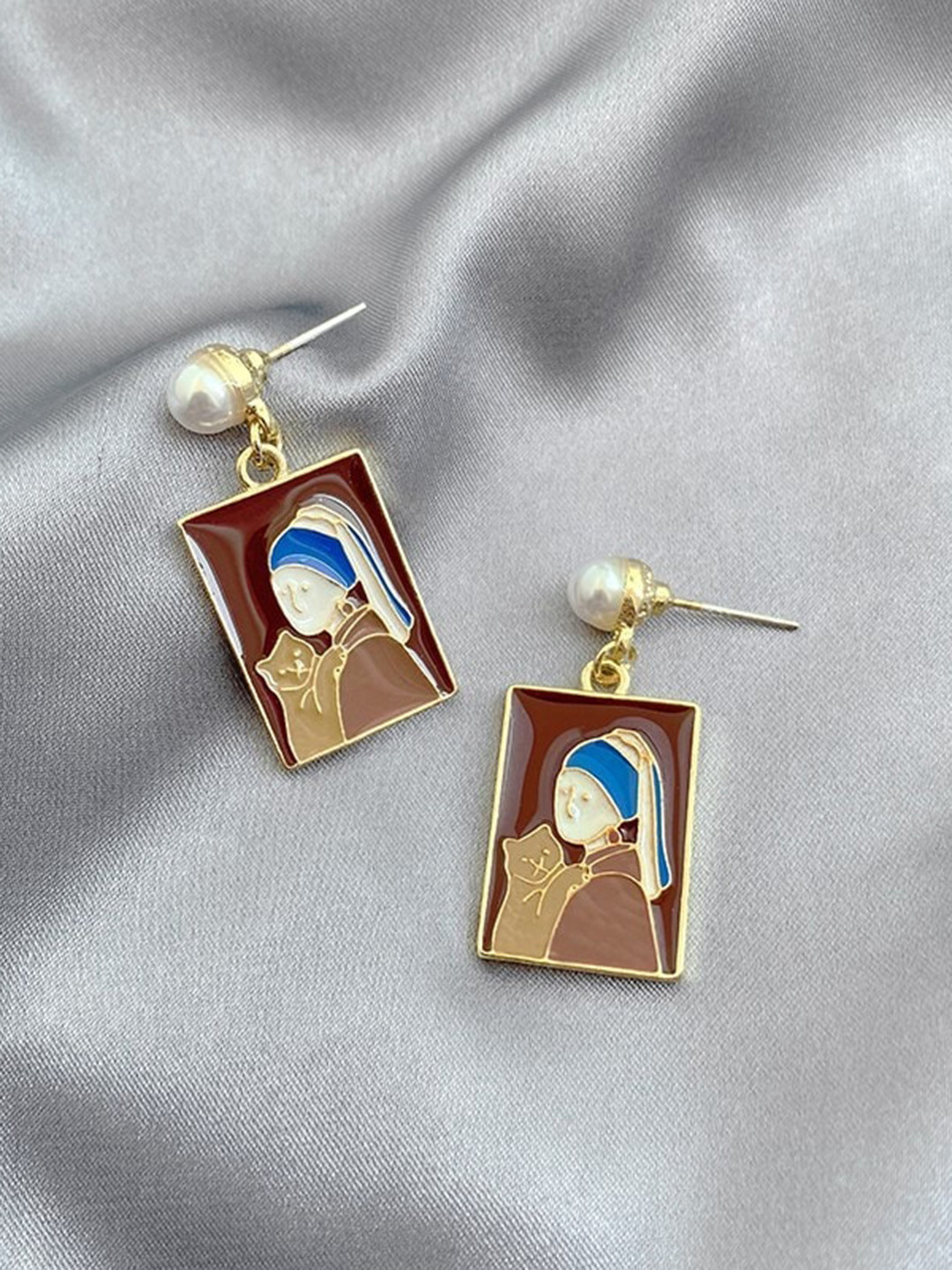 

MYKI Gold-Plated Contemporary Drop Earrings, Brown