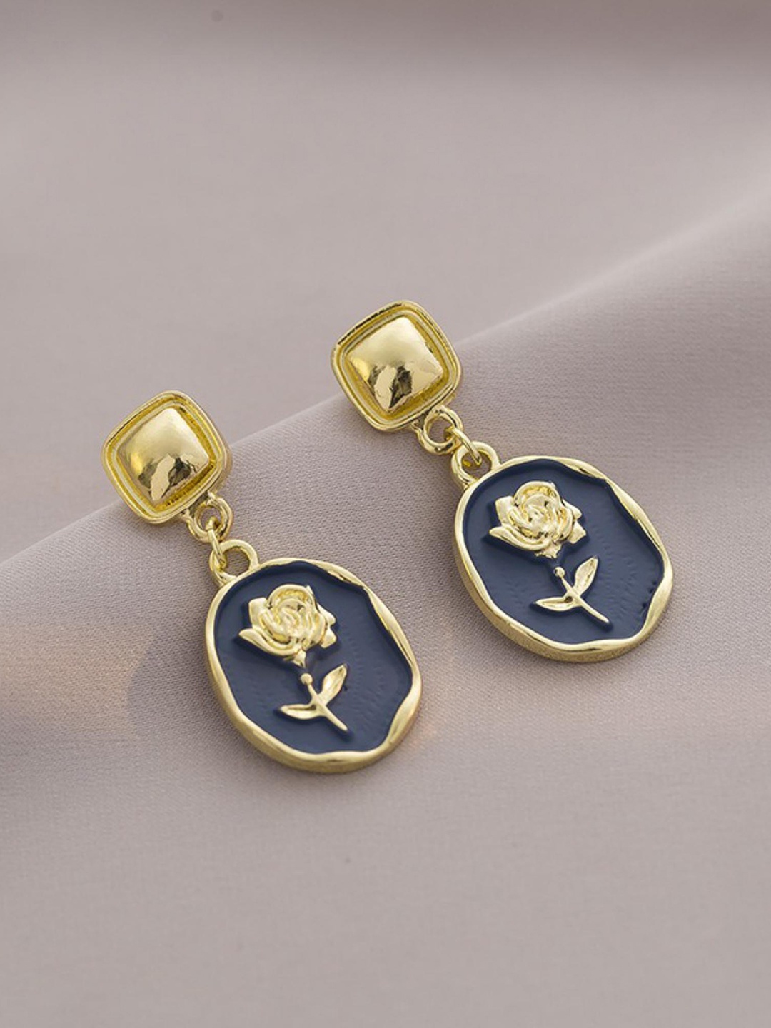 

MYKI Gold-Plated Contemporary Antique Drop Earrings