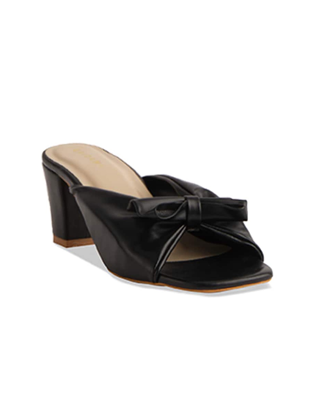 

ERIDANI Open Toe Bows Detail Block Heels, Black