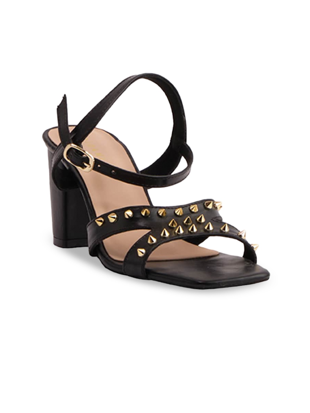 

ERIDANI Embellished Open Toe Block Heels, Black