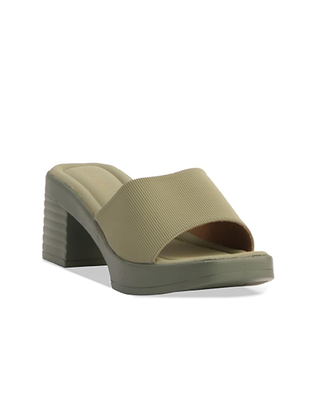 

ERIDANI Open Toe Block Heels, Olive