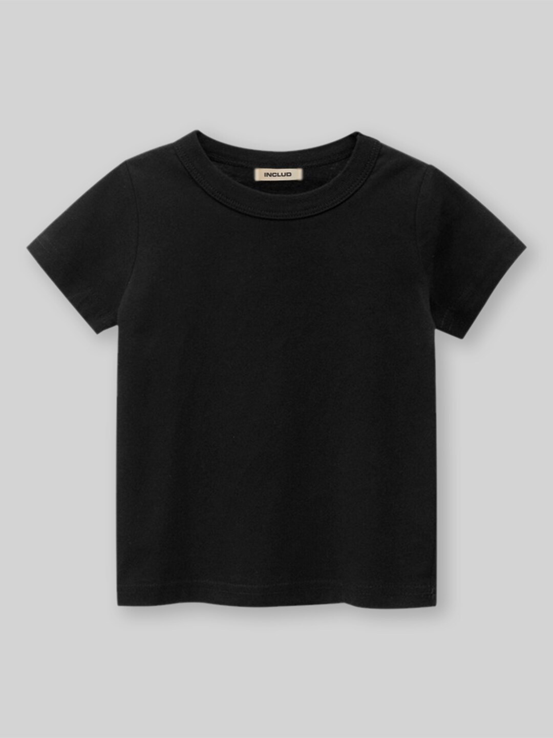 

INCLUD Boy Round Neck Cotton Casual T-shirt, Black