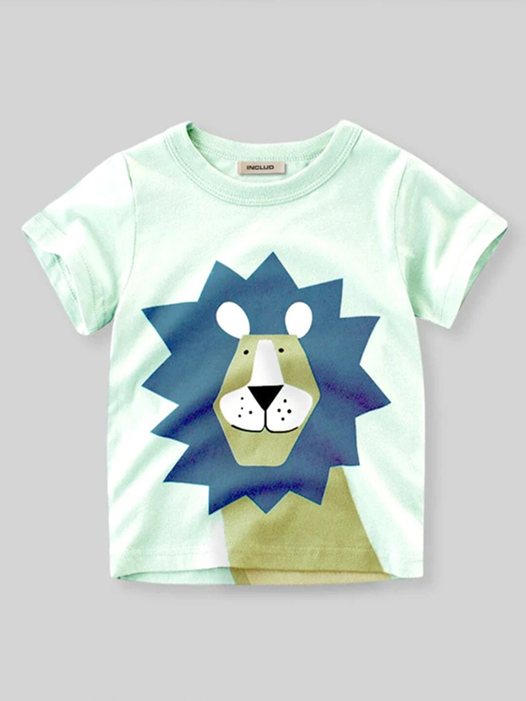 INCLUD Boys Graphic Printed Round Neck Cotton T-shirt, Green