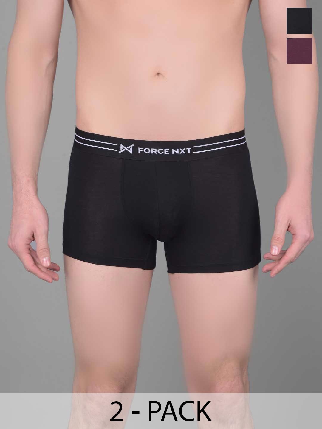 

Force NXT Pack Of 2 Four Way Stretch Micromodal Modal Trunks MNFS-21-BLK-RRSN-PO2, Black