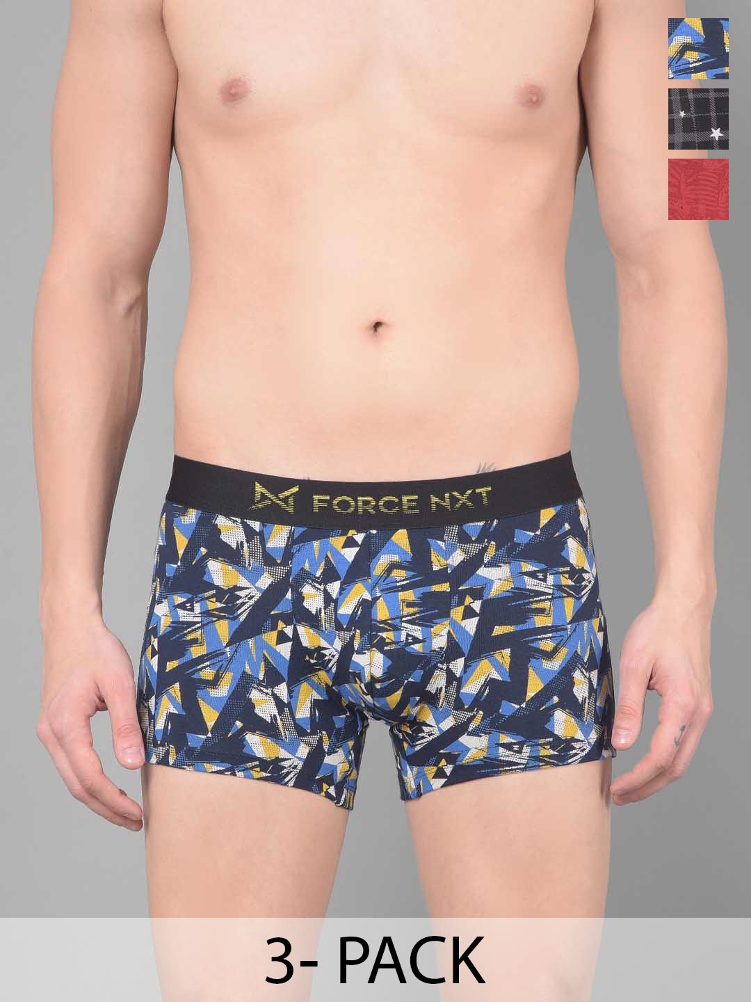 

Force NXT Pack Of 3 Printed Ultrasoft Trunks MNFL-45P-P3-4-5-PO3, Red