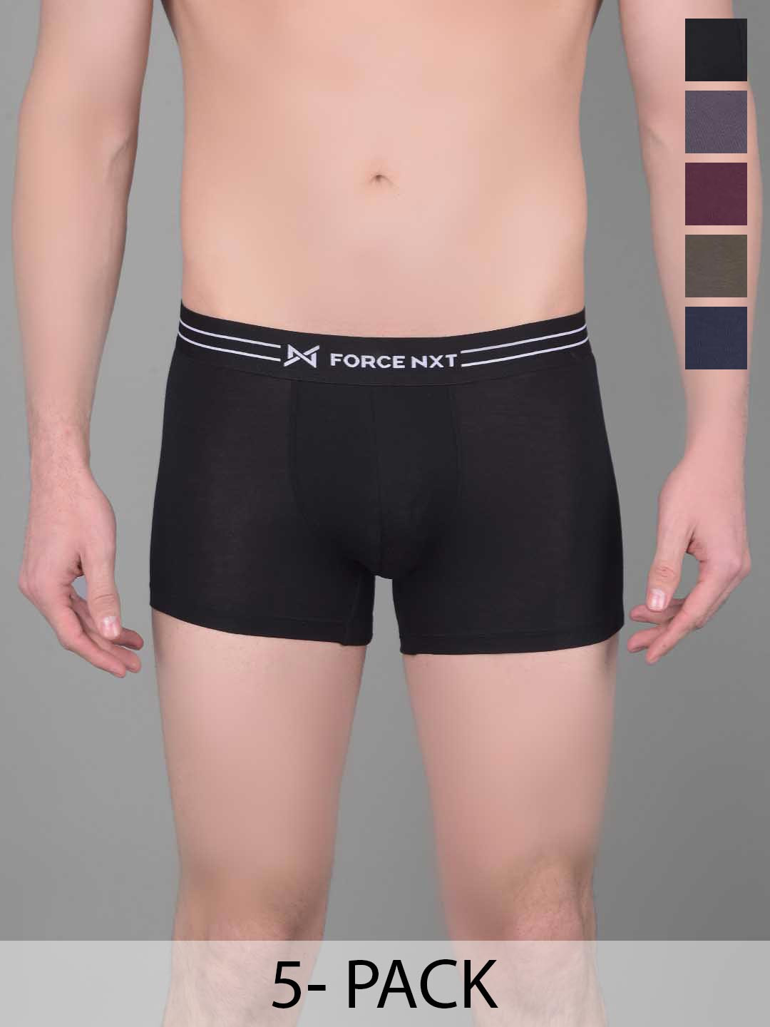 

Force NXT Pack Of 5 Ultrasoft Micromodal Four Way Stretch Modal Trunks MNFS-21-AST-PO5, Black