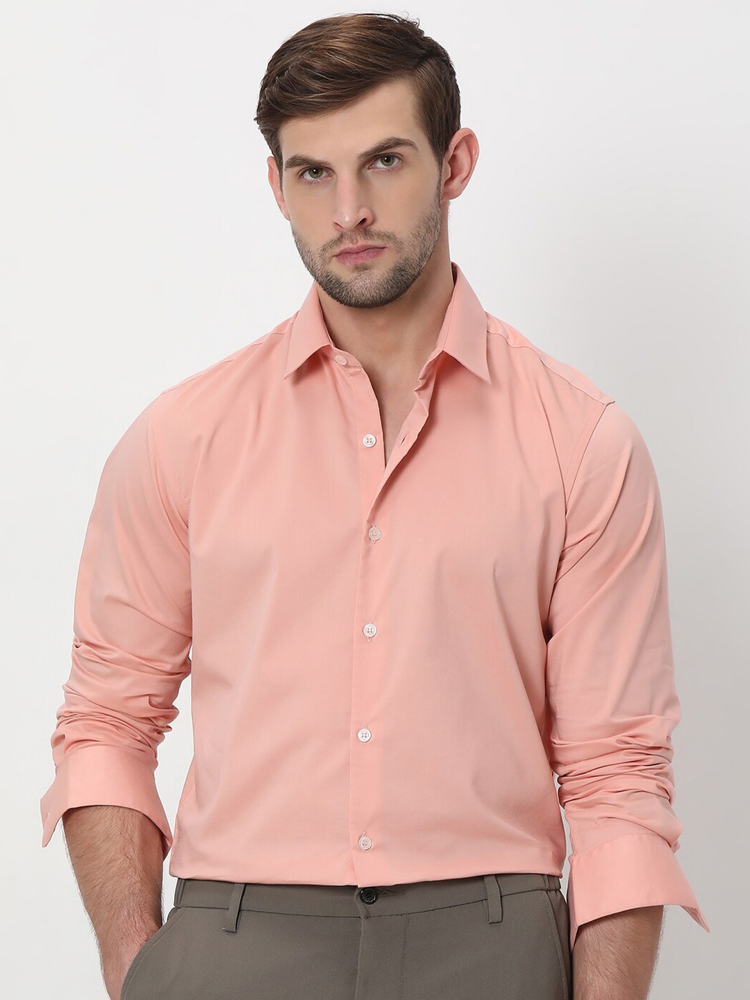 

Mufti Spread Collar Slim Fit Formal Shirt, Pink