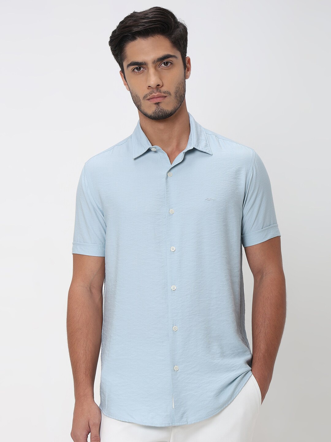 

Mufti Spread Collar Slim Fit Casual Shirt, Blue