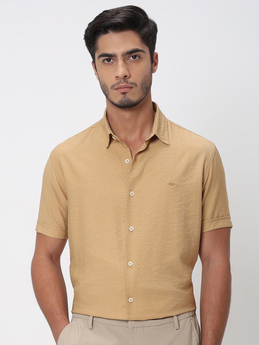 

Mufti Spread Collar Slim Fit Casual Shirt, Khaki