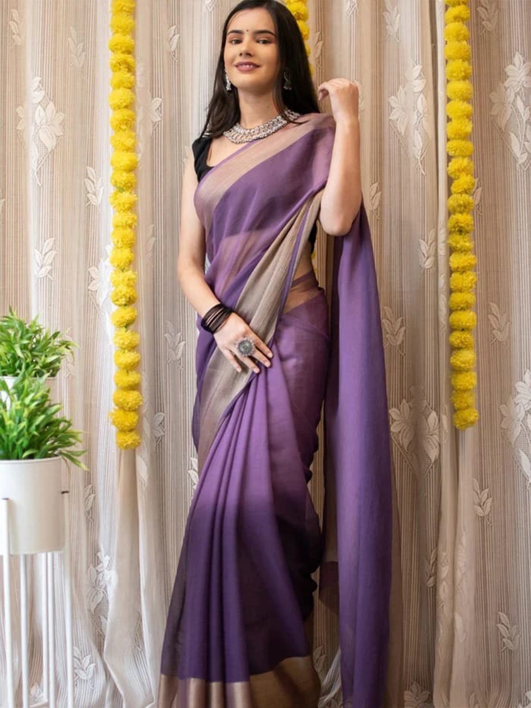 

TIEXA Art Silk Saree, Lavender