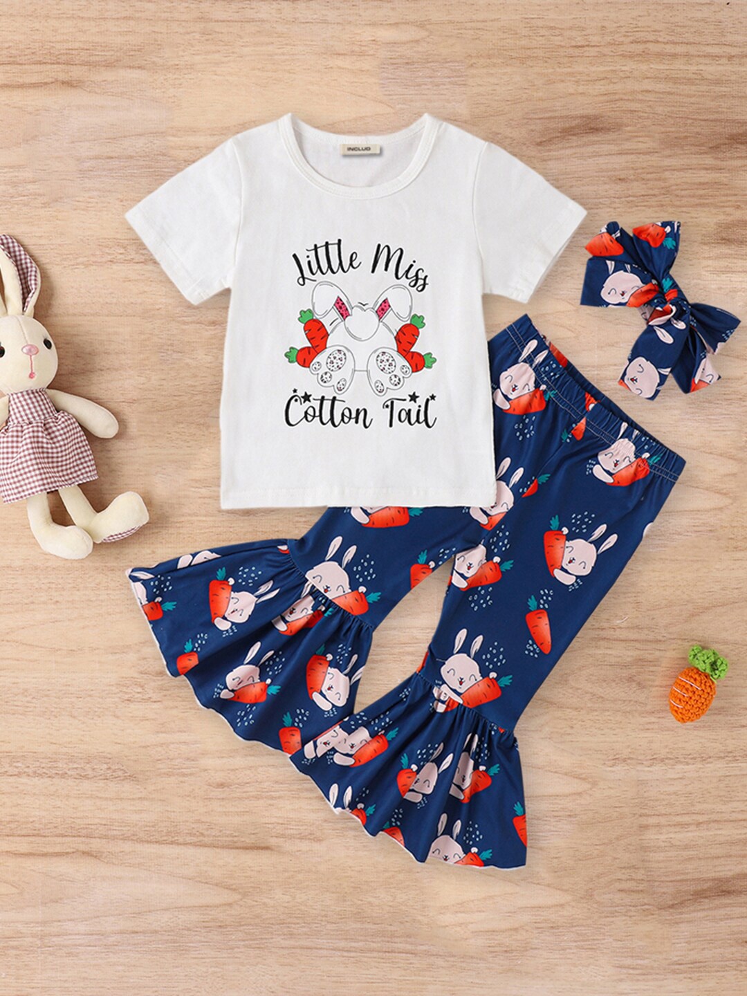 

INCLUD Girls Printed T-shirt With Pyjama, Blue