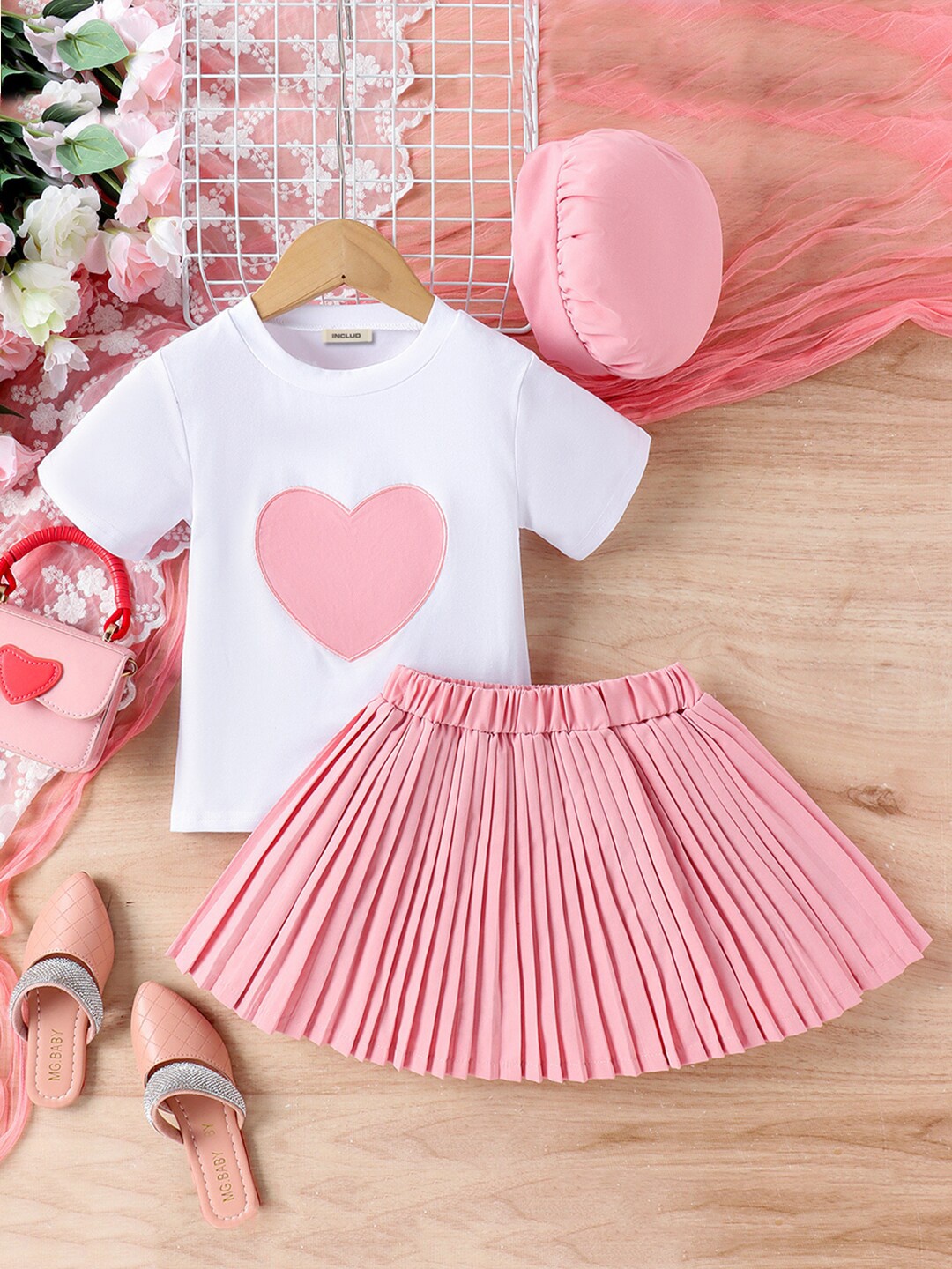 

INCLUD Girls T-shirt With Skirt, Pink
