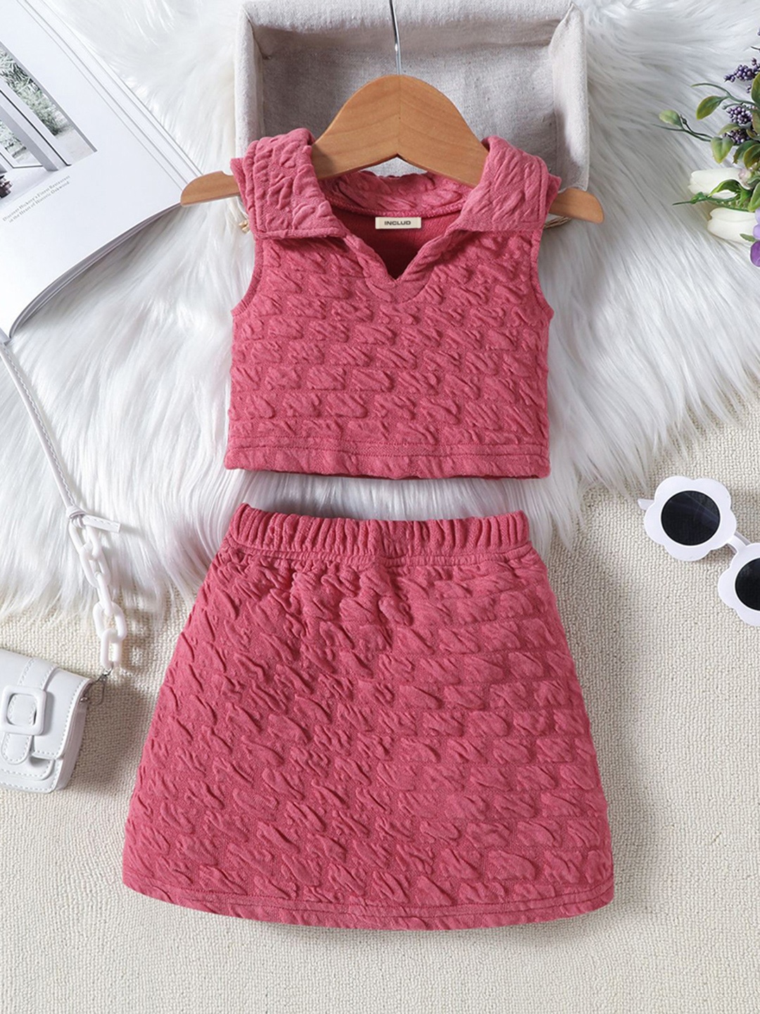 

INCLUD Girls Top with Skirt, Red