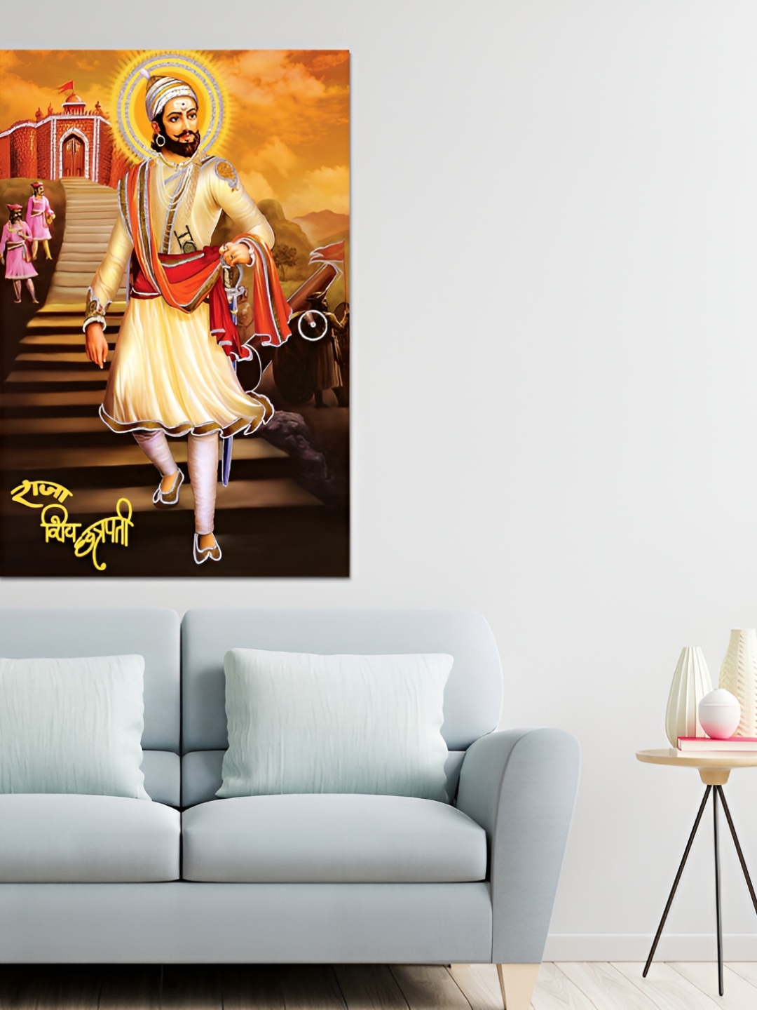 

masstone Yellow & Red Chhatrapathi Shivaji Maharaj Religious Self Adhesive Wall Sticker