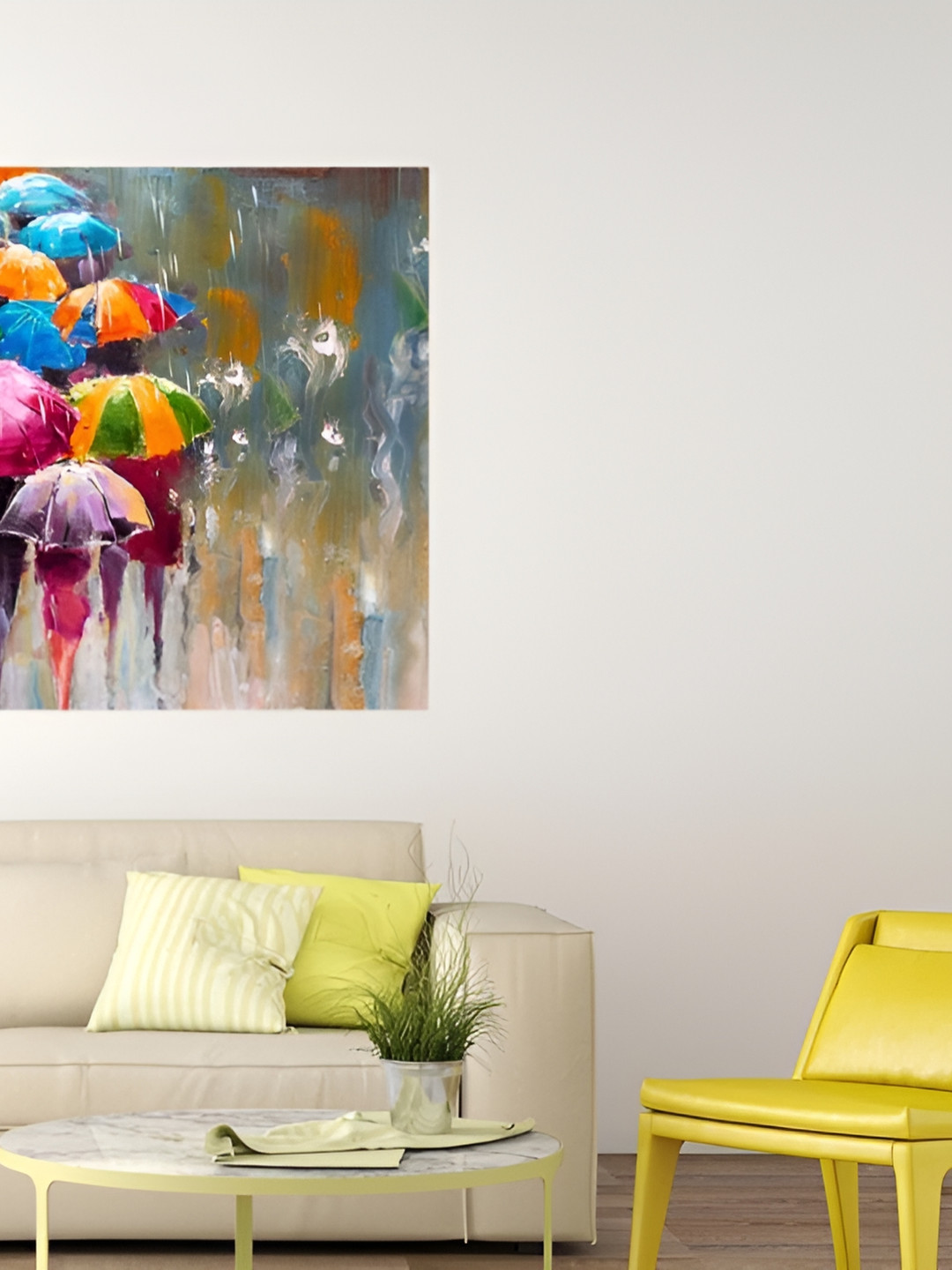 

masstone Green & Blue Other Umbrella Modern Art Painting Self Adhesive Wall Sticker