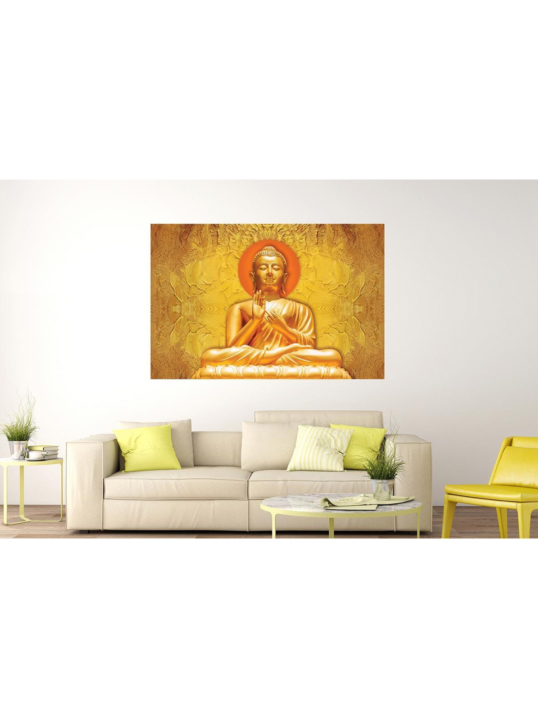 

masstone Gold Toned Lord Buddha Religious Self Adhesive Wall Sticker