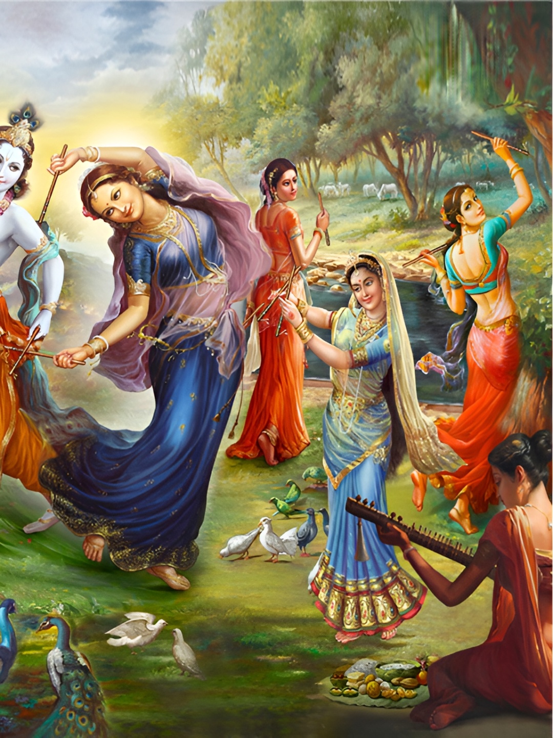 

masstone Grey & Blue Radha Krishna Religious Self Adhesive Wall Sticker